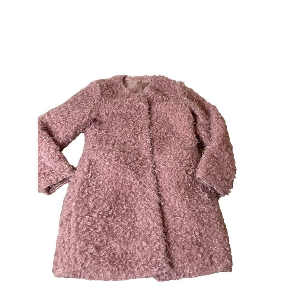 Via Spiga Reversible Curly Faux Fur Coat Lightweight reversible dusty pink curly - Picture 3 of 14